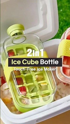2-in-1 Ice Cube Bottle 🧊 No More Messy Ice Trays | Easy Press Ice Maker for Drinks