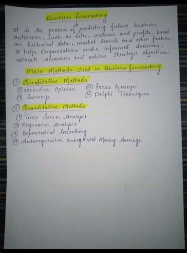 Business Forecasting | Main methods used in Business forecasting |Qualitative & Quantitative methods