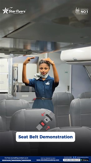 SFAA Aviation Academy on Instagram: "🛫 In-Flight Safety Demonstration by Our Starflyers Students! 💺✨ From life vests to oxygen masks to emergency exits — our students are trained to handle every situation with calm, confidence, and a perfect smile. 🌍💙 At Starflyers Aviation Academy, we prepare future cabin crew for real-world flight operations with hands-on training and discipline. 🎓✈️ Because safety always comes first! 🚨 🎓 Admissions Open for 2025–2026! 📞 Counseling: 9885115256 | 913325