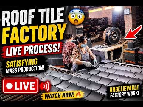 LIVE Massive Roof Tile Production 😱 | Satisfying Factory Process 24/7