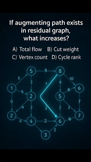 QUIZVERSE on Instagram: "If augmenting path exists in residual graph, what increases?"