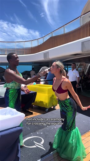 Equator Crossing Ceremony! 🐟💦🧊🧜‍♀️🏴‍☠️ #equator #lifeatsea #cruiselife #dancer #fyp @Andrew ❤️ @Tre 🤪