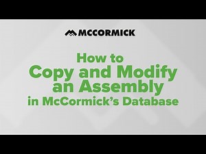 How to Copy and Modify an Assembly in McCormick’s Database