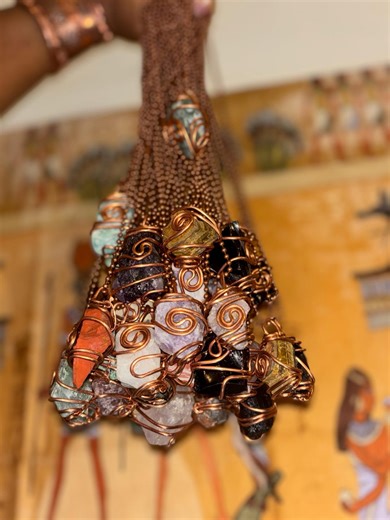 Copper Spiral Crystal Pendant for Chakra Healing | Handmade Energy Necklace - Etsy