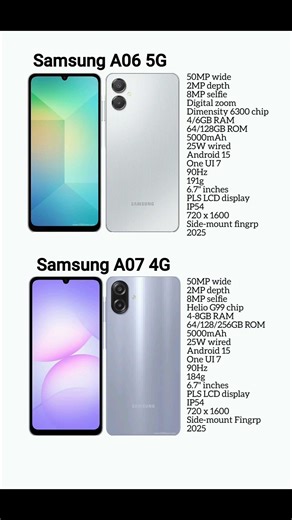 Samsung A06 vs Samsung A07