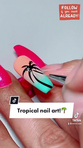 Tropical Nail Art Tutorial with Palm Tree Designs