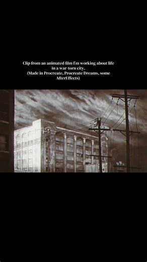 Influenced by Lynch, Film Noir, old Fleischer cartoons. After effects applied some motion-smoothing, otherwise all hand-drawn #animation #procreate #war