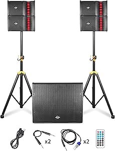 LOTAWAY SQ-2.1 4000W Active Powered Line Array Speakers Bluetooth Wireless PA Speaker System with 3 Channel Mixer Outdoor Indoor DJ Speakers with 18 inch Subwoofer for Party,Events,Speech,Wedding,Gigs