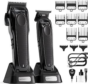 Professional Hair Clippers for Men - Detachable Blade with Power Compensator Motor - Cordless Hair Trimmer Set for Barbers with Charging Base - Premium Hair Clipper Kit - Gift for Men