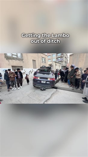 This is how the Lambo got out of the ditch. 🤠 #lamborghini #roadtrip #afghanistan #ditch #fail