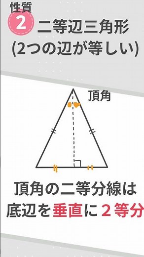 [中学２年数学]二等辺三角形の性質。知っておきたい２つ。 ＃二等辺三角形 ＃中２数学