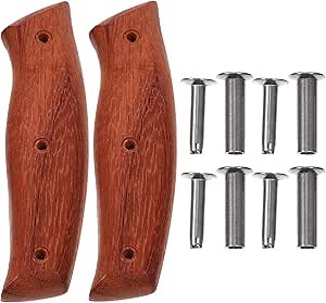 Zerodeko Kitchen Knife Replacement Handle Wooden Knife Repair Handle Cutter Grip Handle Knife Replacement Accessories Parts with Nuts for Home Dark Red