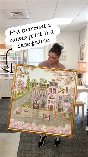 Ashley Salvatori on Instagram: "✨ Easy DIY Canvas Framing (No Stretching Required!) Did you know you can frame a canvas print with no stretching, tools, or special skills needed? I am an artist and all of my canvas prints available are cut edge-to-edge and printed true to size, making framing simple, flexible, and approachable. In this example, I’m framing in front of the glass to let the beautiful canvas texture show through. Materials used: • Canvas print (cut edge to edge, true to size) • Fra