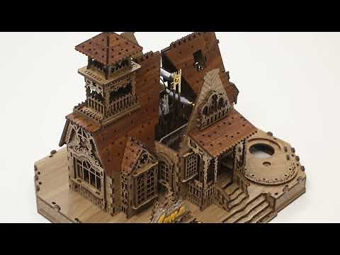 FUNPOLA 3D Wood Puzzle Christmas Cottage Assembly Instruction