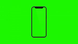 Download Mobile phone with blank green screen, front view, isolated on white background. 4K animation for presentation on mockup screen