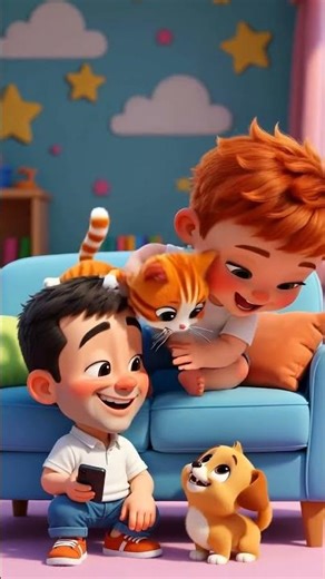 Funny Drum Cat 😂 Kid Plays Drum with Cute Kitten | Kids Cartoon Short #nurseryrhymes