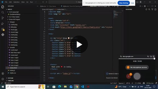 Hello Everyone!! I have created a Drum Kit web application that I developed using HTML, CSS, and JavaScript. The project simulates a virtual drum set where users can play different drum sounds by… | Suhani Srivastava