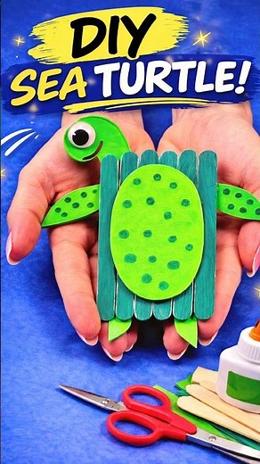 DIY Wooden Popsicle Stick Sea Turtle 🐢 Easy Ice Cream Stick Craft #diy #craft #craftyfun #kids