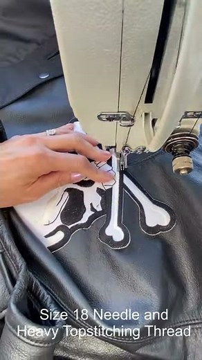 How to sew PATCH / PATCHES on Leather Biker Vest #shorts