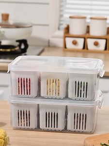 กล่องเก็บอาหารในตู้เย็น plastic foodgrade กล่องพลาสติก ถนอมหาร แบบเเบ่งช่อง 2ชั้น | Lazada.co.th