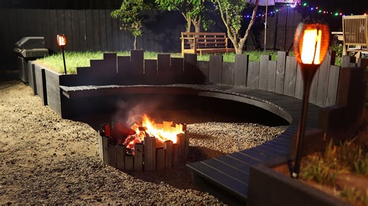 How to Build a Curved Retaining Wall & Fire Pit Area Treated Pine Sleepers DIY Guide