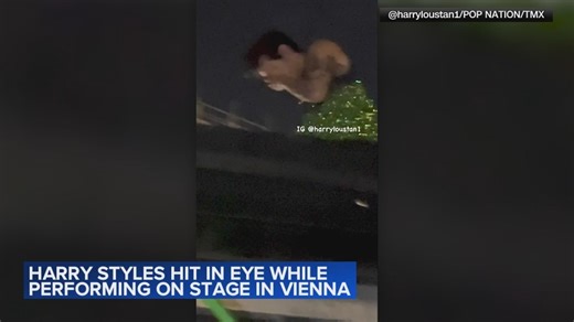 Harry Styles was hit in the eye by an object thrown at the stage while he was performing in Vienna on Saturday, marking the latest incident in an ever-growing list of similar situations in recent weeks. https://bit.ly/3D3KzQv | ABC 7 Chicago