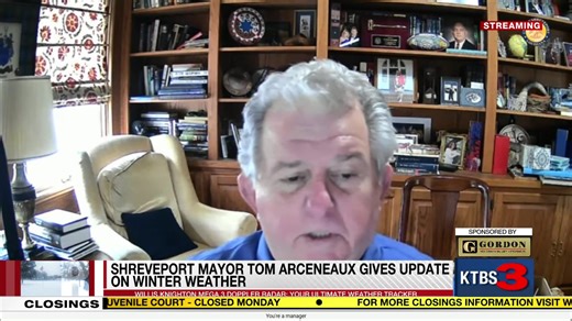 SHREVEPORT, La. - Shreveport Mayor Tom Arceneaux will provide an update on the deadly winter storm at 1 p.m. Sunday from Government Plaza. | KTBS 3 News