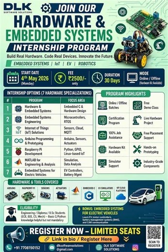 ⚙️ Hardware & Embedded Systems Internship Program 2026 #dlksoftwaresolutions