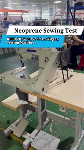 This Machine Eats Neoprene 🔥 REER 2027 Curved Arm Zigzag Industrial Sewing Machine Test #IndustrialSewingMachine #HeavyDutySewingMachine #WetsuitMaker #ZigzagStitch #SewingMachineFactory