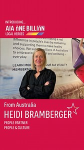 We’re proud to announce Heidi as our AIA One Billion Local Hero for Australia. From long-distance cycling challenges to fundraising for cancer research, Heidi’s dedication inspires colleagues to live healthier lifestyles while contributing to causes that make a real impact. As we mark the halfway point of our ambition to engage 1 billion people across Asia to live Healthier, Longer, Better Lives by 2030, our Local Heroes initiative shines a light on individuals driving real behaviour change. Hei