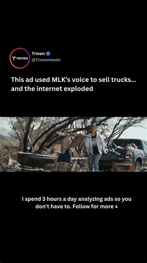 Triven Meson ™ | AI For Business on Instagram: "This is the definition of a High-Risk, High-Reward move. The Story: During the Super Bowl, Dodge Ram released a 60-second commercial titled "Built to Serve." Instead of a catchy song or a funny joke, the entire ad was narrated by a 1968 sermon from Dr. Martin Luther King Jr. known as "The Drum Major Instinct." As Dr. King spoke about the greatness of "servant leadership," the screen showed images of people helping one another—and, of course, Dodge