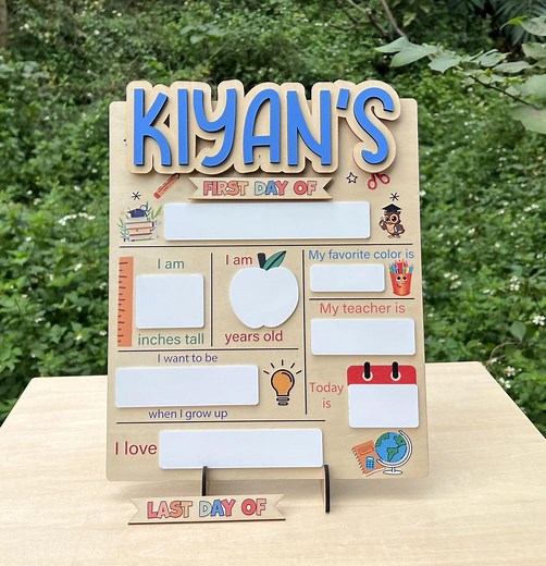 Custom First Day of School Sign| Last Day of School Sign| 1st Day of School Board| Preschool Back to School Dry Erase Sign| Custom Name Sign - Etsy