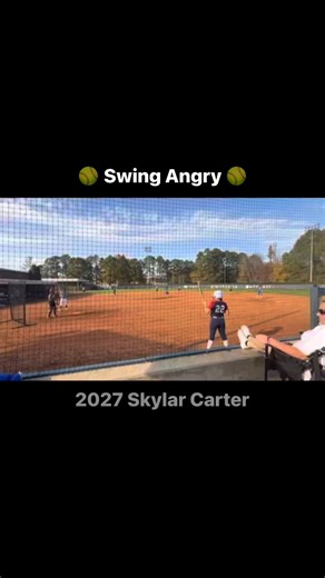 2027 Skylar Carter with a nice barrel in the gap. Hitters hit. #hittingcoach #swingangry #travelsoftball #softballtraining #youthsoftball | Swing Angry LLC