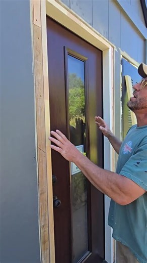 Installing custom door jamb extensions to give these doors a clean finished look.