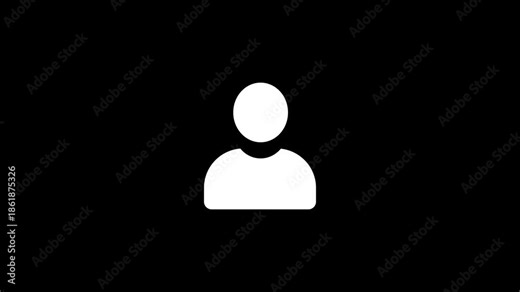 User icon on black background. 4k icon animation