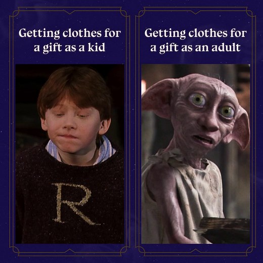 You know you've grown up when you're as happy as Dobby to get new socks 🧦 What's the best clothing gift you've ever gotten? | Harry Potter