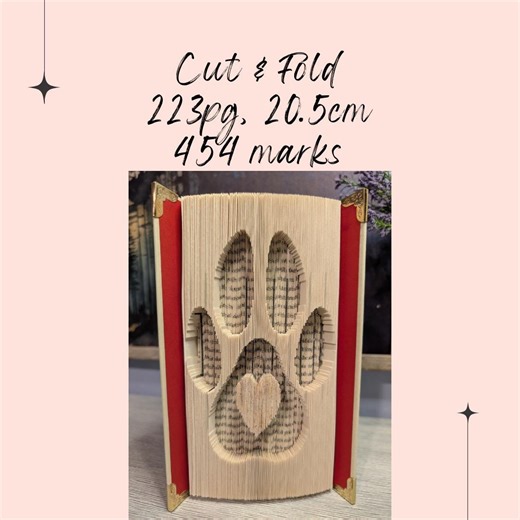 BOOK FOLDING PATTERN (cut and Fold): Pawprint With a Heart - Etsy