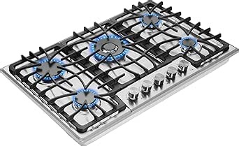 5 Burner Gas Cooktop, 30 Inch LPG/NG Dual Fuel Drop in Gas Stove Top, Stainless Steel Electronic Ignition for Apartment, Outdoor, RV
