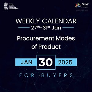 Get FREE online training for GeM Buyers & Sellers. GeM weekly training calendar is here! Whether you're a buyer or a seller, GeM has FREE online training sessions tailored just for YOU. Learn to navigate GeM like a pro with our exciting lineup of sessions. Check out our entire schedule at https://gem.gov.in/training and join the WebEx link given there! Department of Commerce, GoI #GeMIndia #GeMTraining #GeMBuyersTraining #GeMSellersTraining #TrainingwithGeM | Government e Marketplace GeM