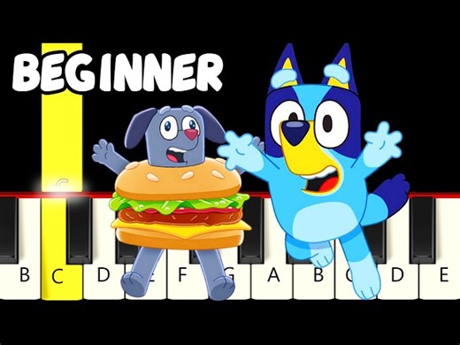 10 Famous Bluey Songs – Slow & Easy Piano Tutorial (Melody Only) – Beginner - Videos For Kids