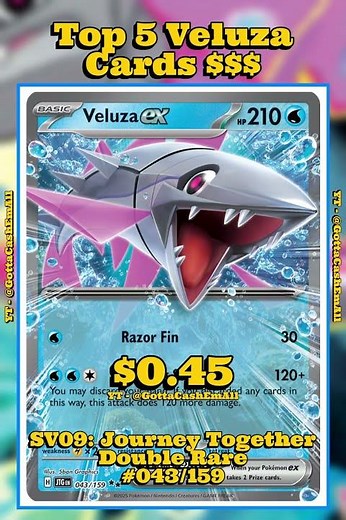 TOP 5 RAREST Veluza Pokémon Cards 🐟 #pokemon #pokemoncards #pokémon #pokemontcg #top5 #tcg