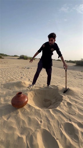 Hiding old water cooler under desert 🏜️ #outdoors #desert #satisfying #lifehacks