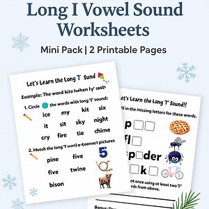 Long I Vowel Sound Worksheets | Phonics Practice Mini Pack | Kindergarten Literacy Printable - Etsy Canada