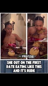 Sh not using no knife and fork while eating a tomahawk steak. She eating a $100 steak with her hands. | PreciseEarz.com