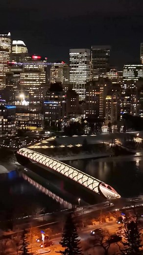 Peace Bridge night view 🏙️ #calgary #canada #alberta #calgar