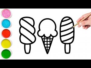 How to draw an ice cream easy step by step for beginners | Ice cream drawing and coloring tutorials
