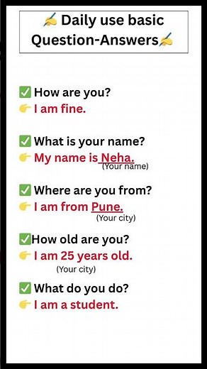 Basic English Questions &Answers for Beginners. Daily spoken English, English for beginners #english