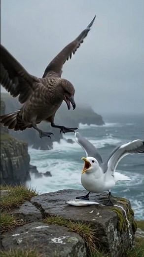 The Ocean’s Gangster Bird: The Skua That Bullies Gulls 😳🌊🐦