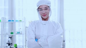 Portrait Beautiful Asian female scientist in laboratory