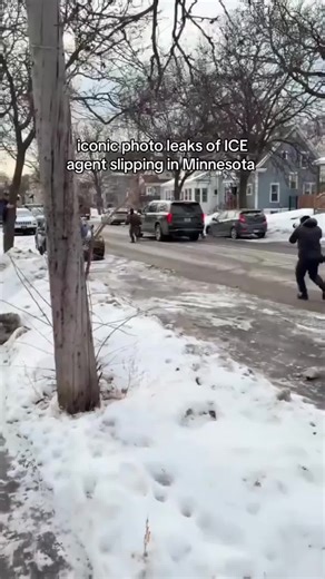ICE agent falls on ice #fypシ #ice #fail | people falling in ice